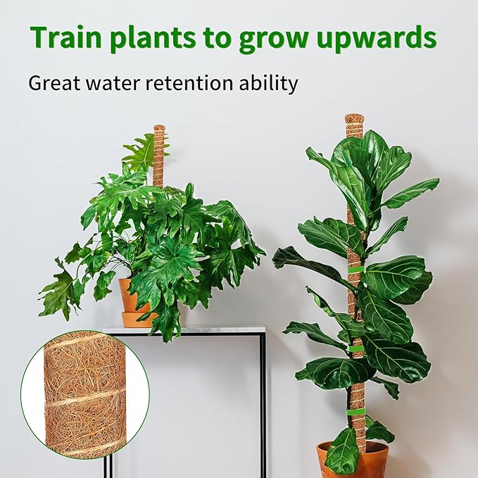 4 Pack 28 Inch Moss Pole Monstera Plant Support, Coir Moss Poles - Image 8