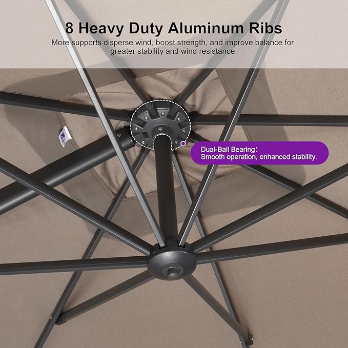 PURPLE LEAF 10' X 13' Rectangle Cantilever Umbrella - Image 5