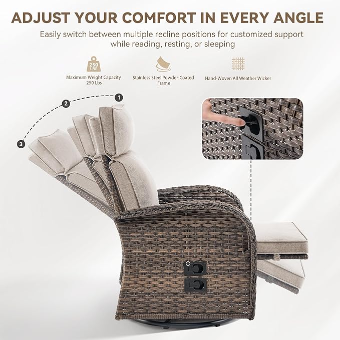 Zero Gravity Patio Swivel Rocking Recliner Chair - Image 6