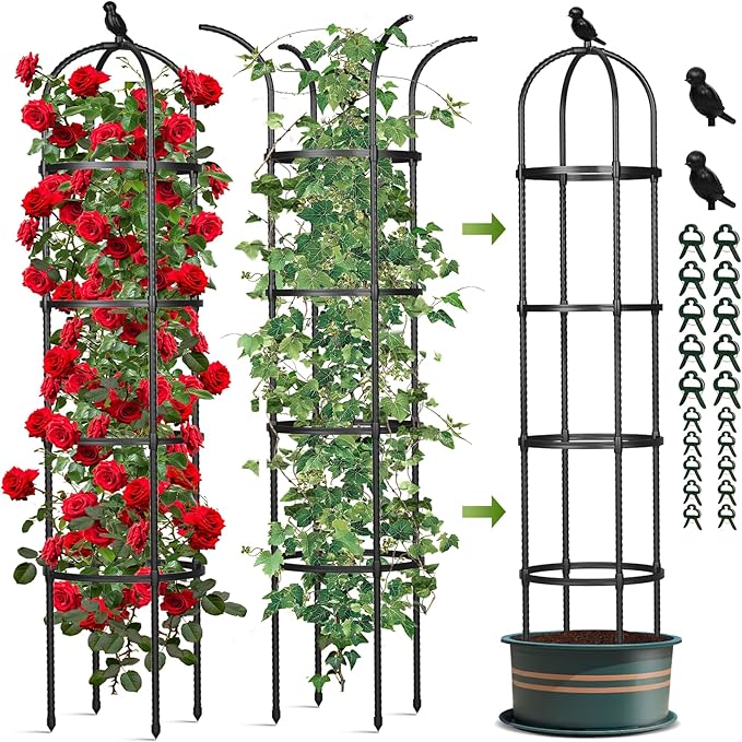 Obelisk Trellis for Climbing Plants Outdoor, 6.2 FT Plant Support for Tomato by CLFUN