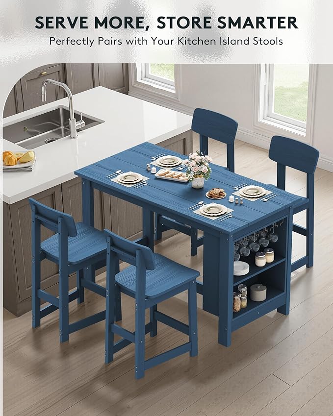 SERWALL 8-Piece HDPE Counter Height Dining Table Sets - Image 7