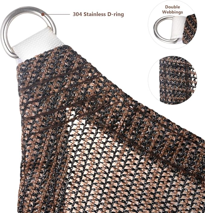 Eden's Decor Straight Flat-Edged Sun Shade Sail Rectangular 7' x 11' Brown - Image 2