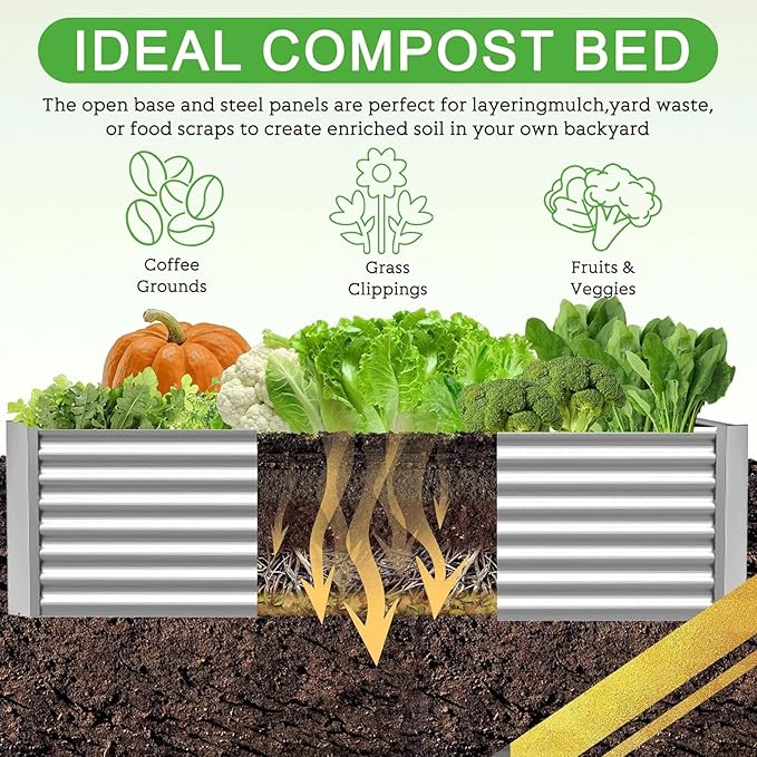 3 Pack 6x3FT Corrugated Galvanized Steel Raised Garden Bed Outdoor, Metal Above - Image 5
