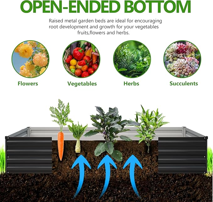 2PCS 7x3x1ft Galvanized Raised Garden Bed Kit, Galvanized Planter Raised Garden - Image 2