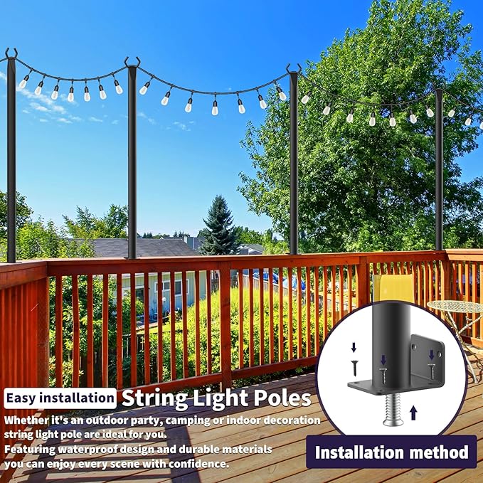 AILBTON 4.8Ft String Light Poles 6 Pack, Light Poles - Image 2