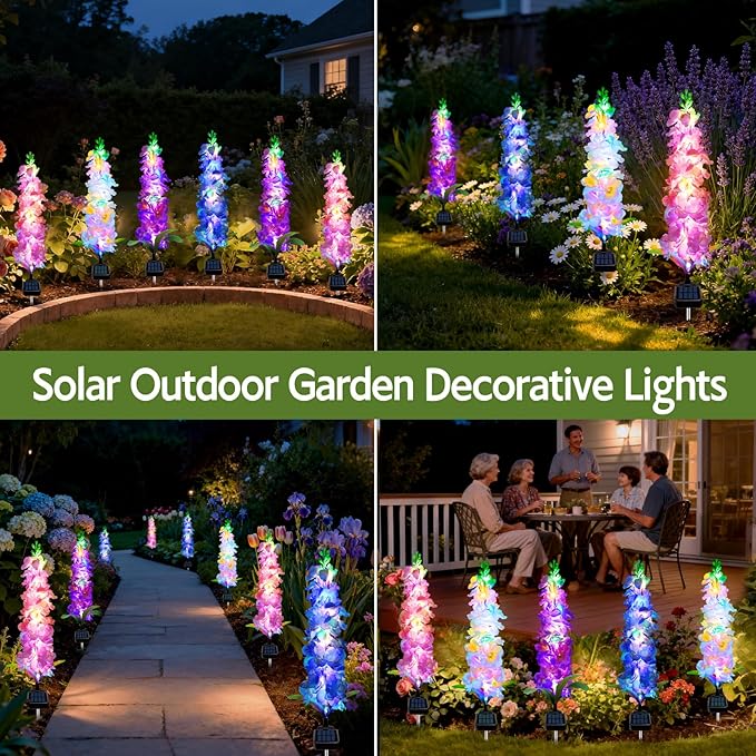 Solar Garden Lights, Solar Delphinium Flowers Lights 8 Pack 160 LEDs, - Image 6