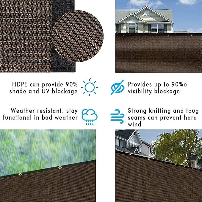 UPGRADE Privacy Fence Screen 4'x24' Brown Outdoor 90% Visibility Blockage 170 - Image 5