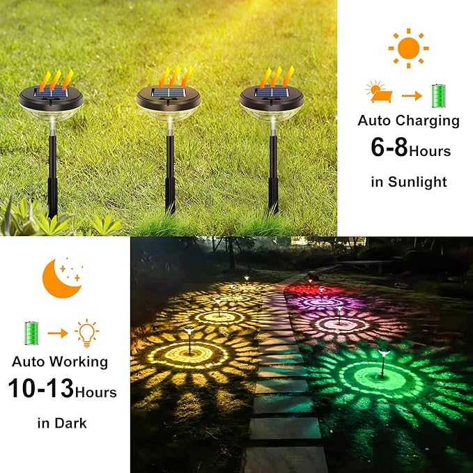 Nupostai 8 Pack Solar Pathway Lights, IP67 Waterproof, Outdoor Garden Yard Lawn - Image 3