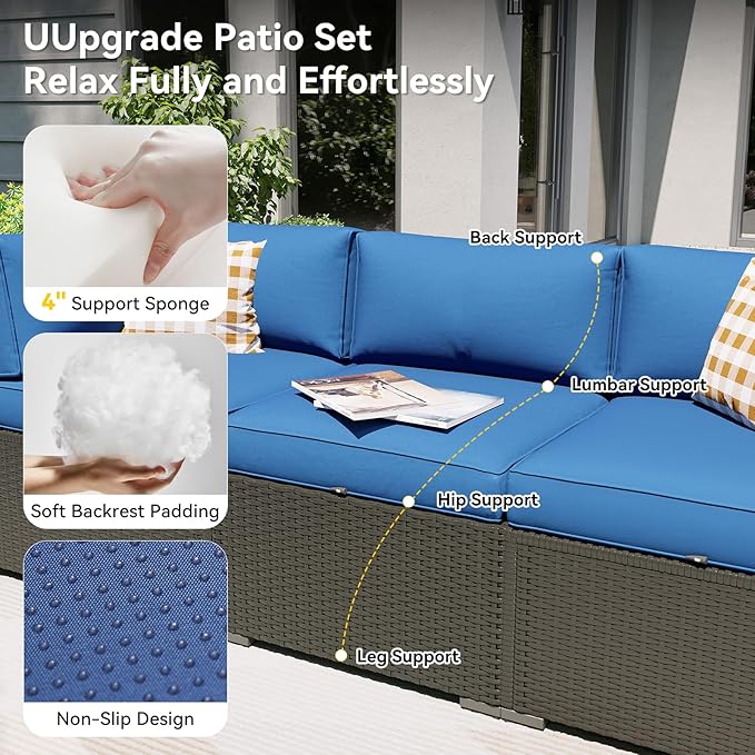 Aoxun Patio Furniture Set, 7 Piece Outdoor Sectional Sofas - Image 2