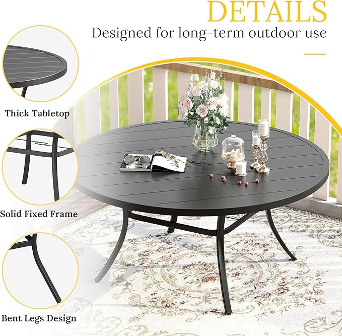 VICLLAX 63" Outdoor Round Patio Table - Image 4