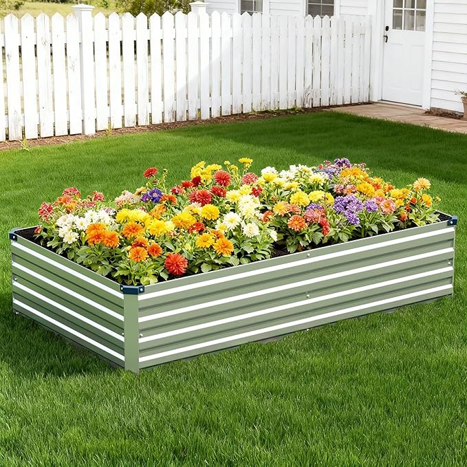 Vengarus 2 Pack 9x3x1FT Galvanized Raised Garden Bed Kit, Outdoor Metal Planter - Image 8
