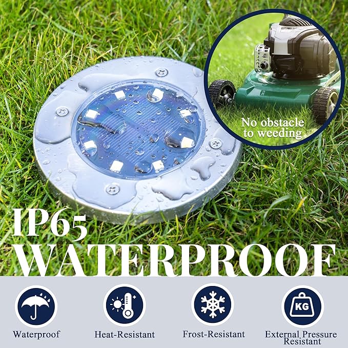 SOLPEX Solar Ground Lights, 16 Pack Solar Lights Outdoor Waterproof, 8 LED - Image 6