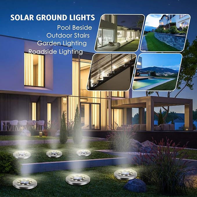 Solar Ground Lights 16 Packs, Garden Solar Outdoor Waterproof Pathway Bright - Image 5