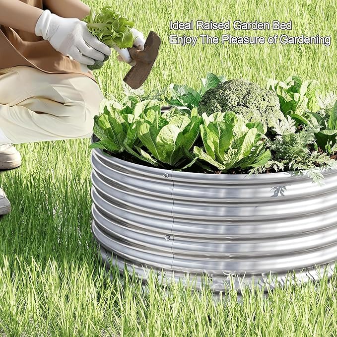 5 Pack 2x2FT Round Corrugated Galvanized Steel Raised Garden Bed Outdoor - Image 3