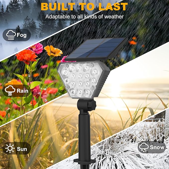 T-SUN Solar Lights Outdoor Waterproof IP65, 12 Pack LED Solar Spot Lights Color - Image 4