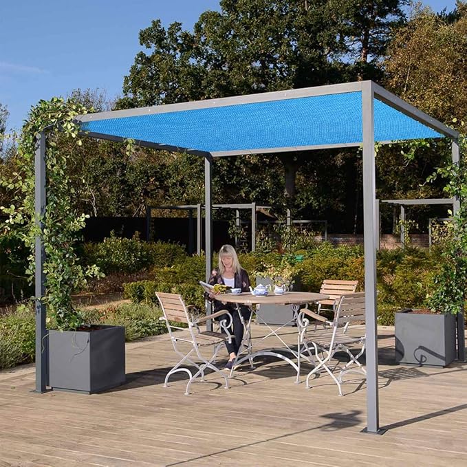 Eden's Decor Straight Flat-Edged Sun Shade Sail Rectangular 7' x 8' Blue - Image 7
