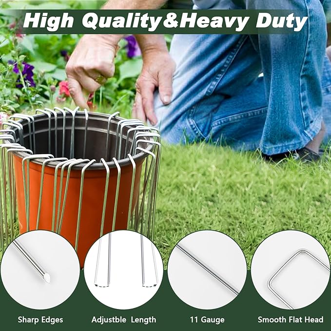 FEED GARDEN 8 Inch 100 Pack Galvanized Landscape Staples 11 Gauge Anti-Rust - Image 4