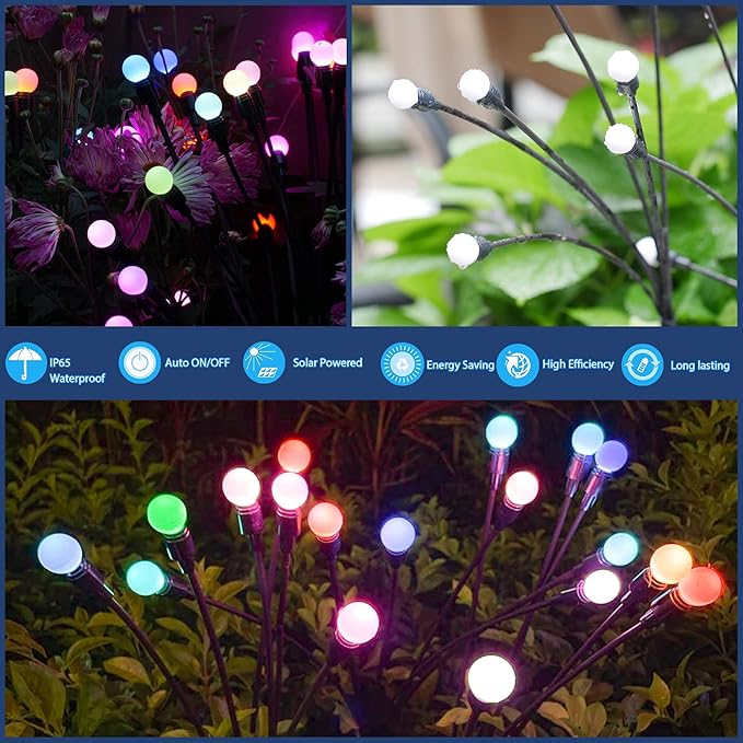 TONULAX Solar Garden Lights, Starburst Swaying When Wind Blows, Solar Lights - Image 3