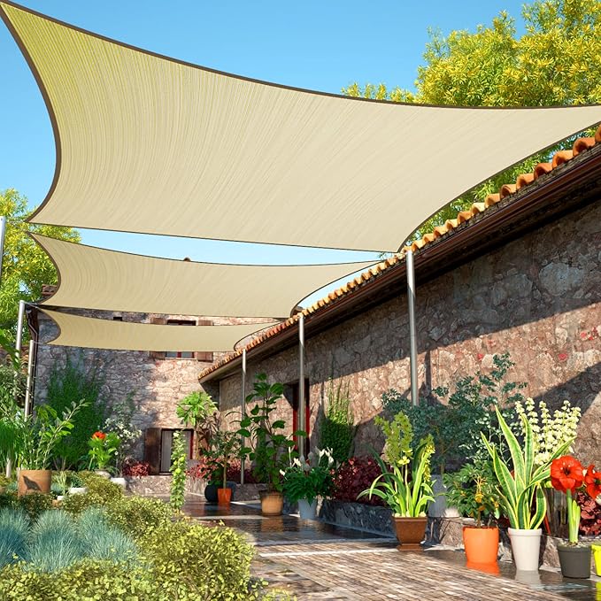 ShadeMart 12' x 12' Beige Sun Shade Sail UPF50 Square Canopy Fabric Cloth Screen by ShadeMart