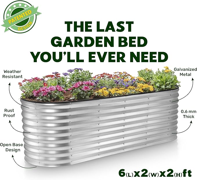 Plant & Plot Galvanized Raised Garden Beds Outdoor // 6×2×2 ft Planter Raised - Image 5