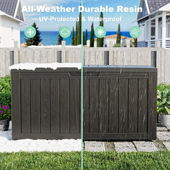 86 Gallon Outdoor Deck Box, Lockable Waterproof Outdoor Storage Boxes - Image 6