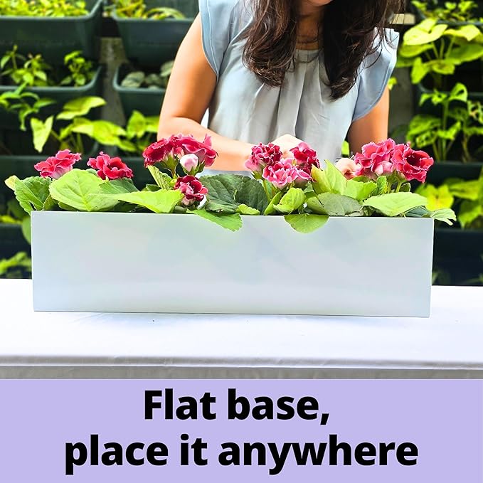 LaLaGreen Wall Planters White Carbon Steel Metal Hanging Flower Pots, Long - Image 5