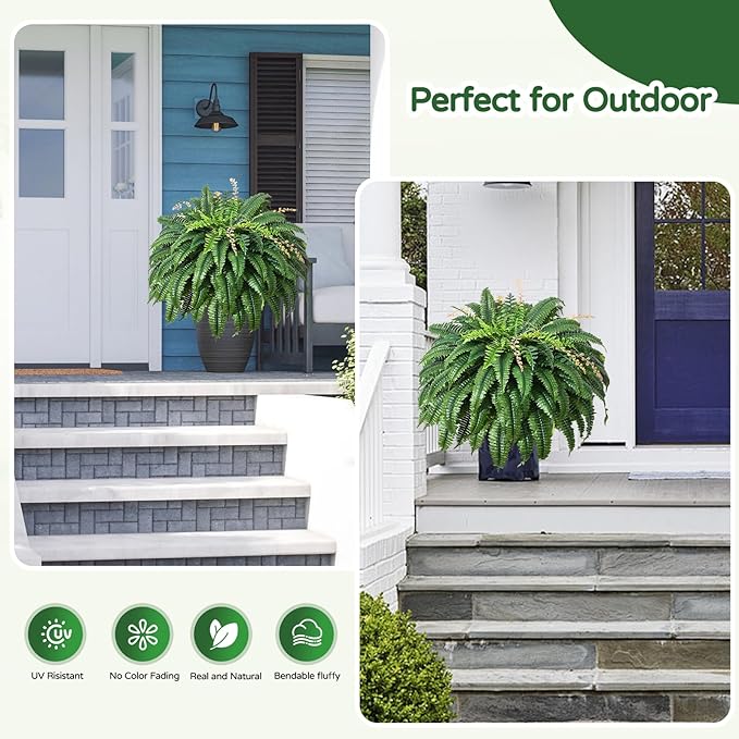49” Artificial Ferns for Outdoors Planter, 128 Leaves per Fern, Large Lush Fake - Image 5