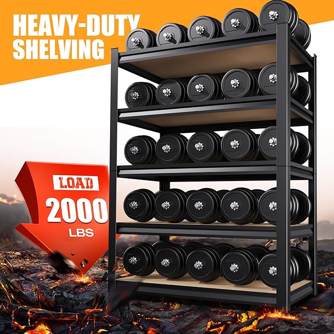 Set of 3 Garage Shelving Heavy Duty Storage Shelves, Metal Adjustable Shelving - Image 4