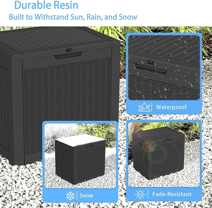 EasyUp 31 Gallon Resin Deck Box Waterproof, UV Resistant Outdoor Storage Box - Image 6