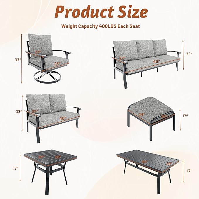 HOMREST Outdoor Couch Aluminum Patio Furniture Sofa, 3-Seat All-Weather Metal - Image 3