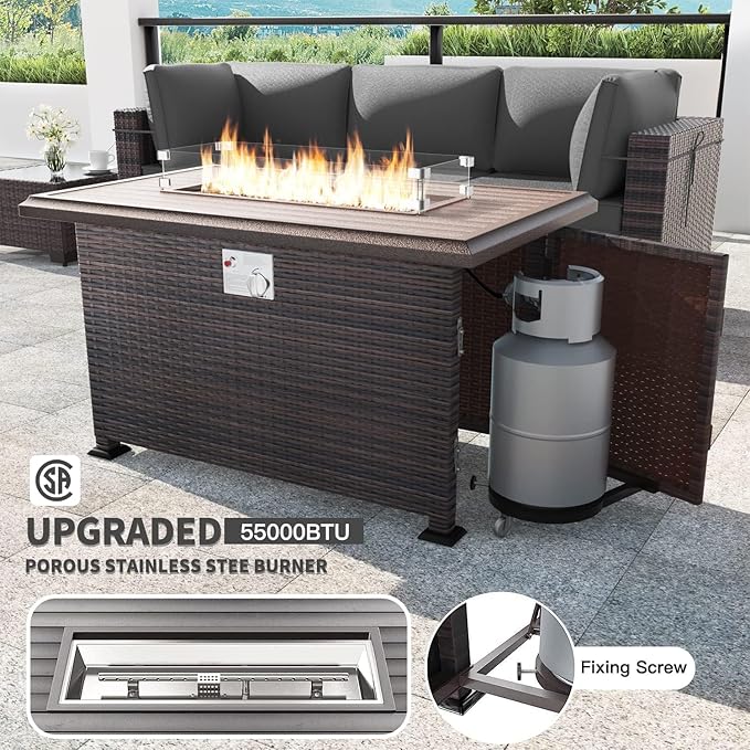Kullavik 13 Pieces Outdoor Patio Furniture Set, PE Wicker Rattan Sectional Sofa - Image 2
