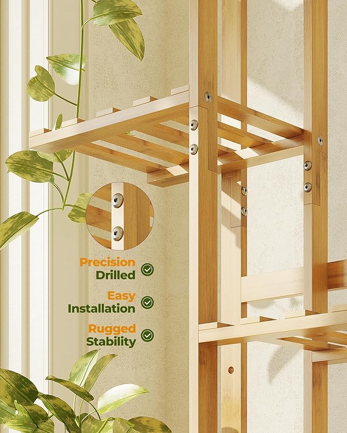 Bamworld Bamboo Plant Stand Indoor 6 Tiered Plant Shelf Outdoor Corner Plant - Image 5
