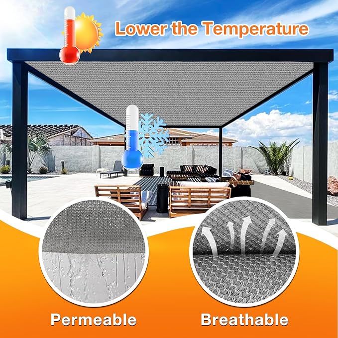 Artpuch Outdoor Pergola Shade Cover 17x17 FT Sun Shade Cloth - Image 4
