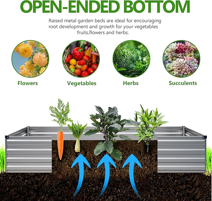 2PCS 8x4x1ft Galvanized Raised Garden Bed Kit, Galvanized Planter Raised Garden - Image 2