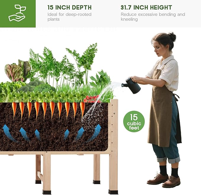 AMERLIFE 7x2 Ft Raised Garden Bed, 16 Inch Depth Featuring Legs, Drainage Holes - Image 7