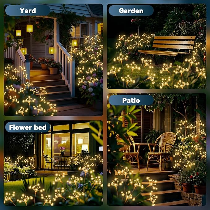 JJGoo Solar Garden Lights, New Upgraded 6 Pack Solar Swaying Starburst Light - Image 6