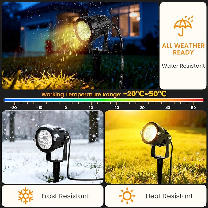Halloween Christmas Spotlights Outdoor: RGBW Spot lights Plug in 120V Remote - Image 6