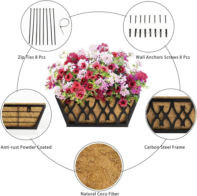 2 Pack 16 Inch Window Boxes Planters Railing Planter Box - Image 2