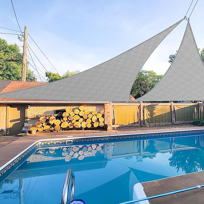E&K Sunrise 27' x 27' x 27' Sun Shade Sail Triangle Canopy Shade Cover UV Block by EKSUNRISEINC