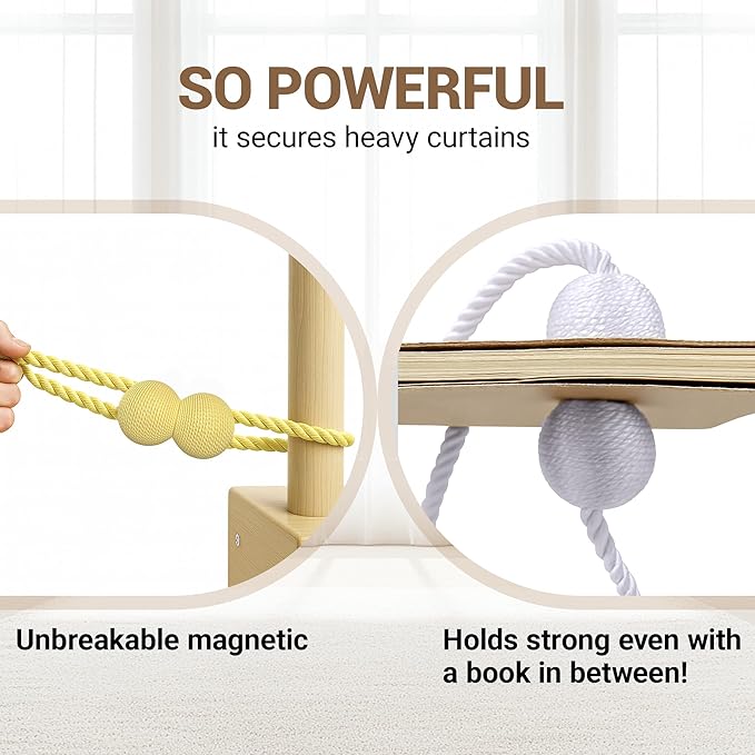 Hion Magnetic Curtain Tiebacks Golden 2pcs, Curtain Tiebacks Buckles Holdbacks - Image 5