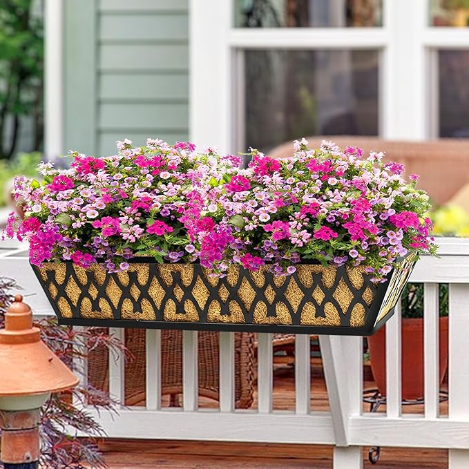 4 Pack 16 Inch Window Boxes Planters Railing Planter Box - Image 7