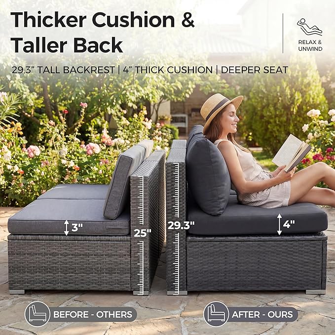 NICESOUL 8 Seater Modern Luxury Outdoor Furniture Set, Extra Large PE Wicker - Image 6