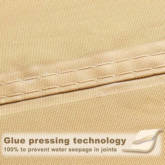 SUNNY GUARD Waterproof Sun Shade Sail 7'x7'x7' Sand Triangle UV Block Sunshade - Image 3