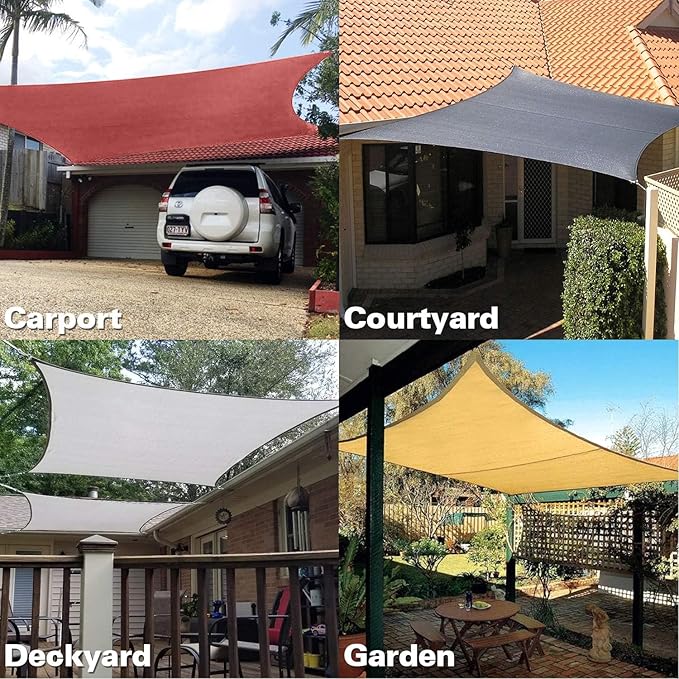 KANAGAWA Sun Shade Sail Curved 24'X24' Rust Red Rectangle Outdoor Shade Cover - Image 4