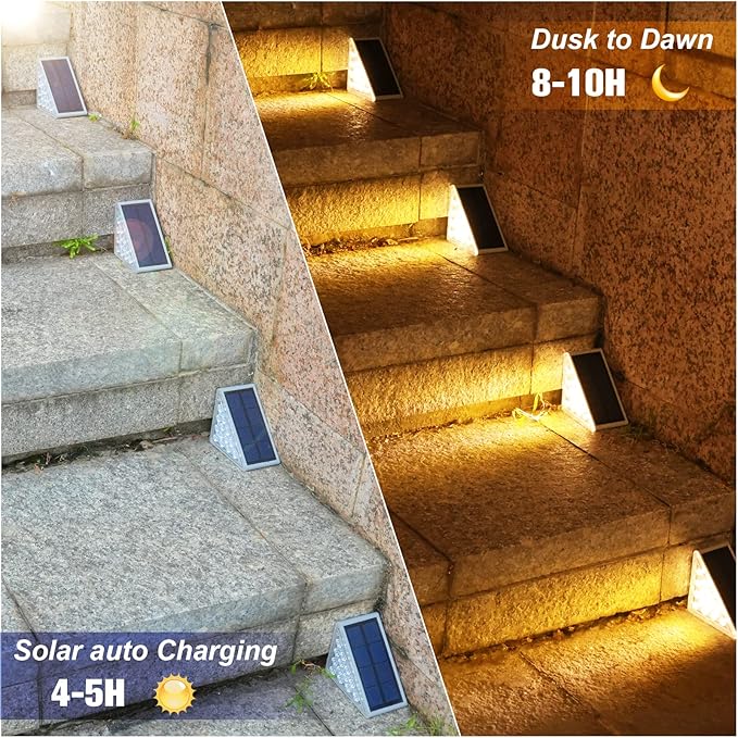 VOLISUN Outdoor Stair Lights 8 Pack, Solar Step Lights Waterproof IP67 - Image 4