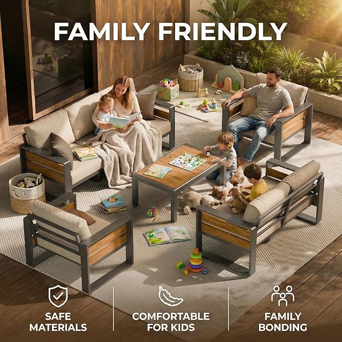 ZANDOR Aluminum Outdoor Patio Furniture Set, 4-Piece Metal Modern Outside - Image 3
