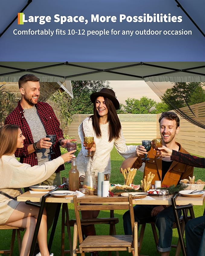 Canopy Tent 12x12 ft, Pop Up Gazebo One-Push Setup - Image 5