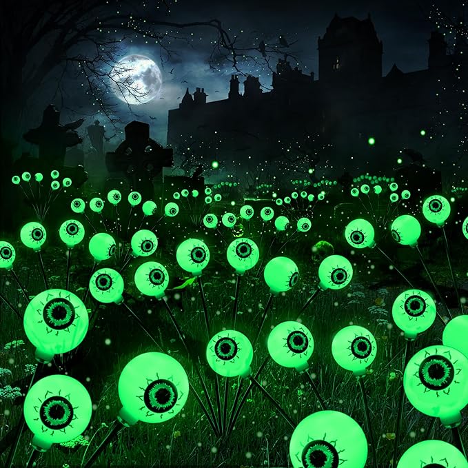 BrizLabs 6 Pack 36 LED Halloween Solar Eyeball Lights, 2 Modes Outdoor by BrizLabs