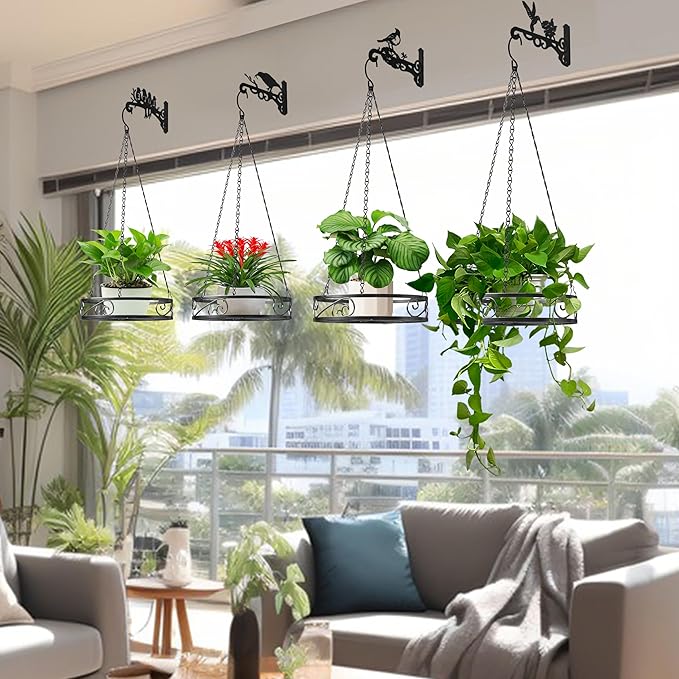 2-Pack Aesthetic Wall Plant Hanger Indoor and Outdoor – 10 Inch Metal Hanging - Image 9