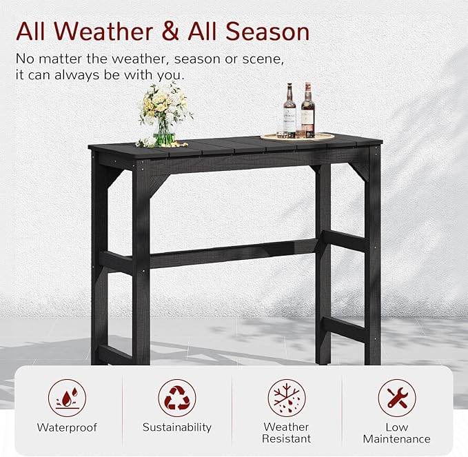 Stoog Outdoor Bar Table, All-Weather HIPS 40" Counter Height Bar Tables - Image 3